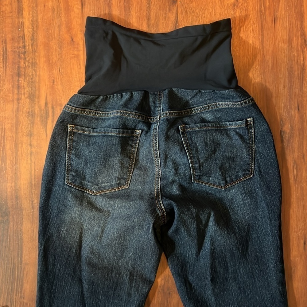 Indigo Blue Maternity Jeans size PM dark wash full panel 27’ inseam pregnancy - Picture 6 of 10